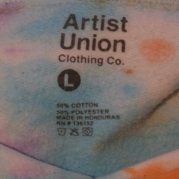 Artist Union NASA Tie Dye Hoodie Large Orange Blue Purple Space Shuttle - Picture 7 of 10